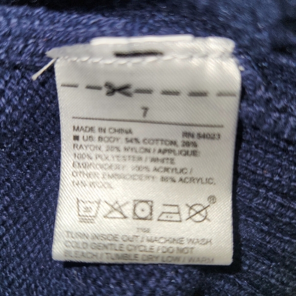 Janie And Jack Varsity Shawl Cardigan In Navy And White Size 7 - Picture 5 of 11